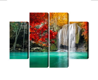 Ljuddämpande tavla - Cascade in the autumn forest