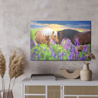 Ljuddämpande tavla - Horses in love with flowers