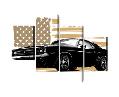 Ljuddämpande tavla - American muscle car with Usa