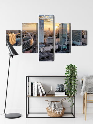 Ljuddämpande tavla - Warsaw skyscrapers at sunset