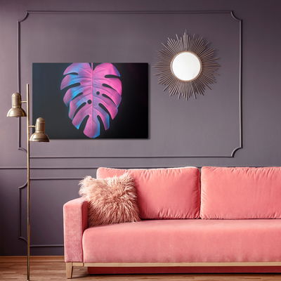 Ljuddämpande tavla - Colorful monstera leaf