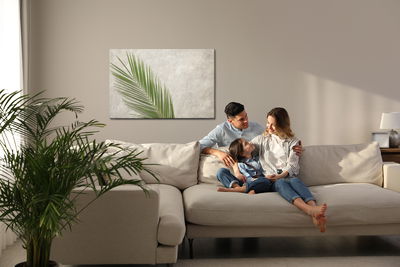 Ljuddämpande tavla - Palm leaf on a concrete