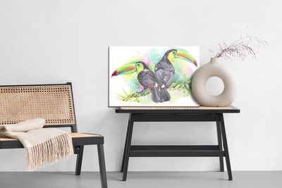 Ljuddämpande tavla - Watercolor parrots