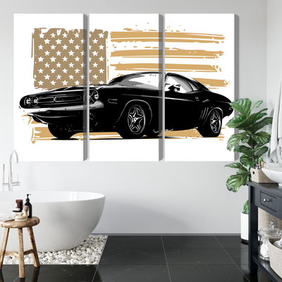 Ljuddämpande tavla - American muscle car with Usa