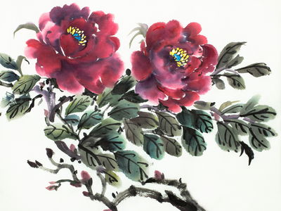 Ljuddämpande tavla - Red peony as painted