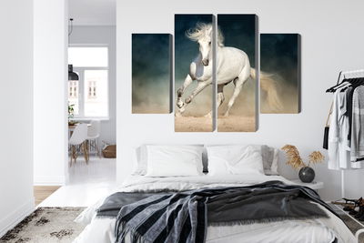 Ljuddämpande tavla - A white horse at a gallop