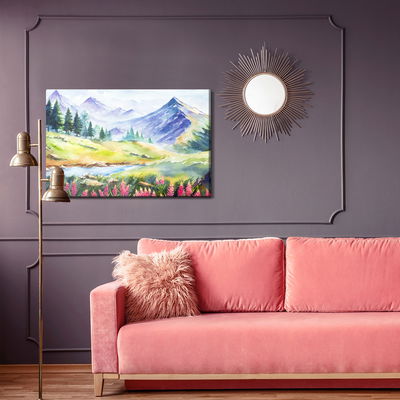 Ljuddämpande tavla - Watercolor painted mountain