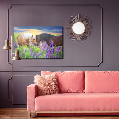 Ljuddämpande tavla - Horses in love with flowers