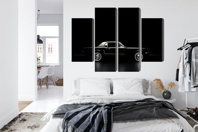 Ljuddämpande tavla - Black retro car on a dark