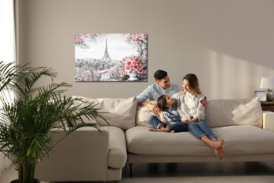 Ljuddämpande tavla - Flower balcony with view