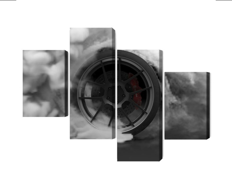 Ljuddämpande tavla - Car wheel in a cloud of 3d