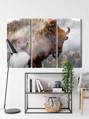 Ljuddämpande tavla - A bison on the background