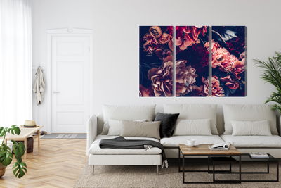 Ljuddämpande tavla - Colorful flowers in a retro