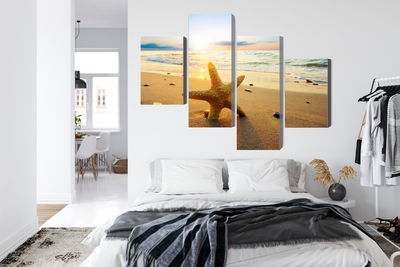 Ljuddämpande tavla - Starfish on the beach 3d