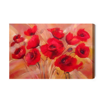 Ljuddämpande tavla - Red poppies like painted