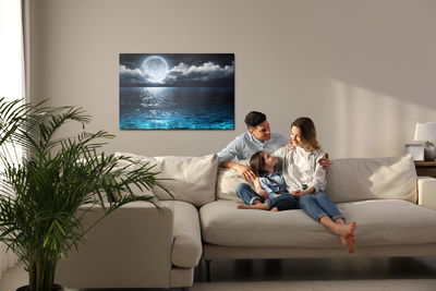 Ljuddämpande tavla - Sea at night with the moon