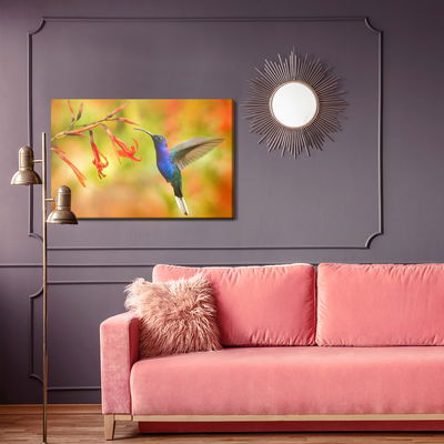 Ljuddämpande tavla - Hummingbird bird and flowers