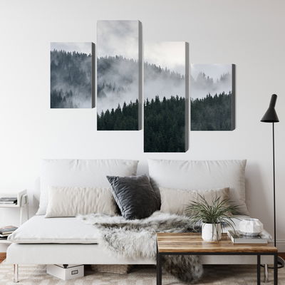 Ljuddämpande tavla - Misty 3d forest landscape