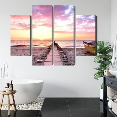 Ljuddämpande tavla - Boat on the beach 3d