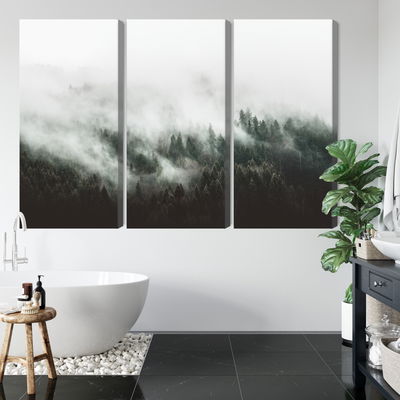 Ljuddämpande tavla - Misty 3d forest landscape