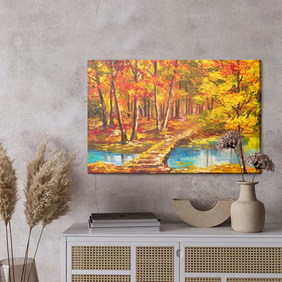 Ljuddämpande tavla - Footbridge in the autumn