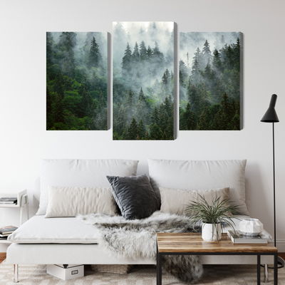 Ljuddämpande tavla - Green forest in the fog