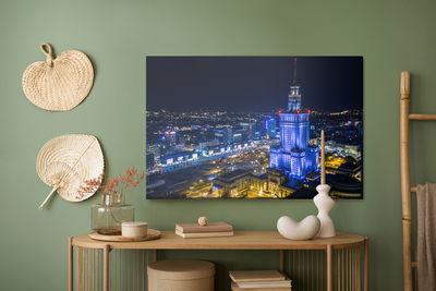 Ljuddämpande tavla - Illuminated Warsaw at night