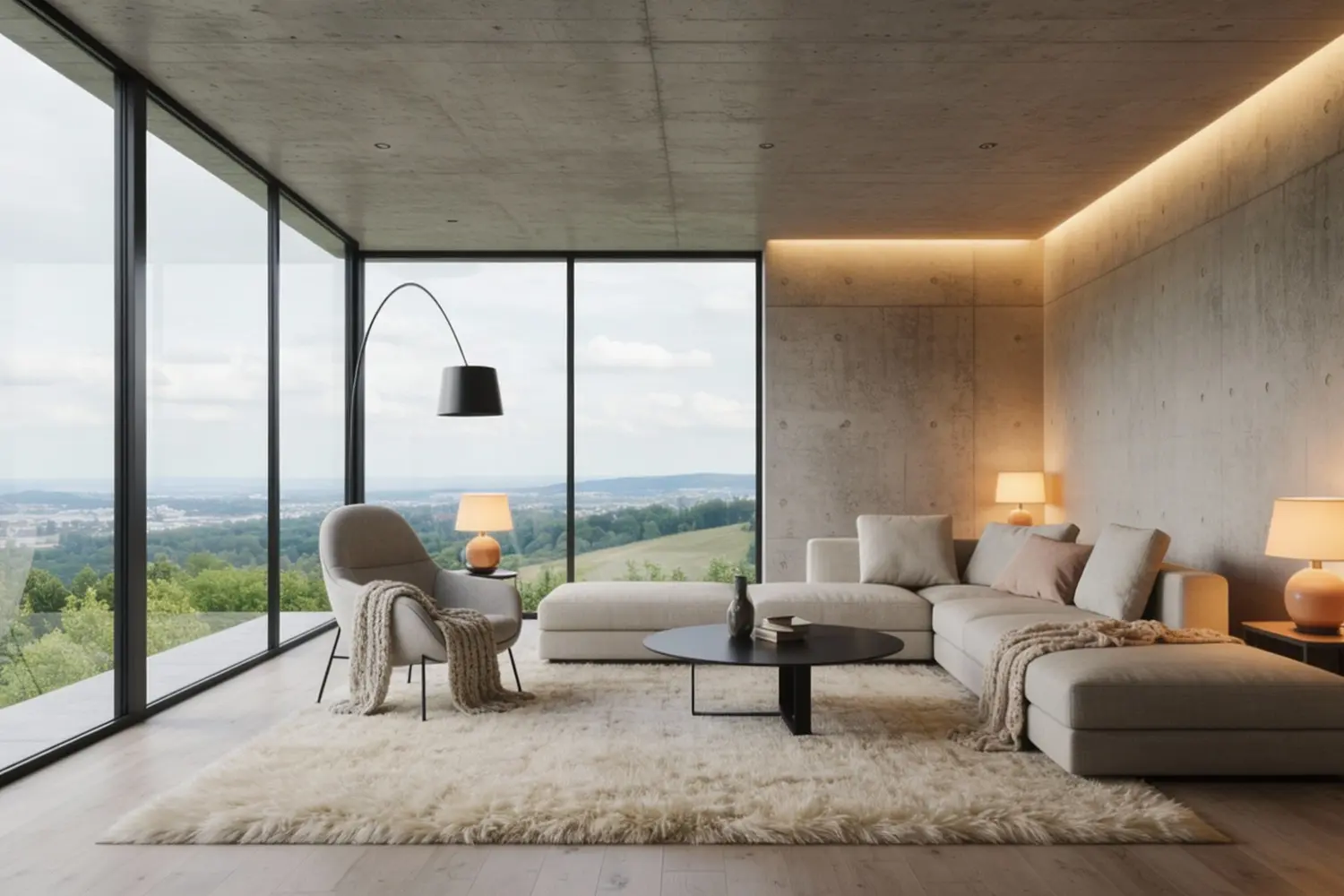 Ljudabsorbera rum som har stora glasytor