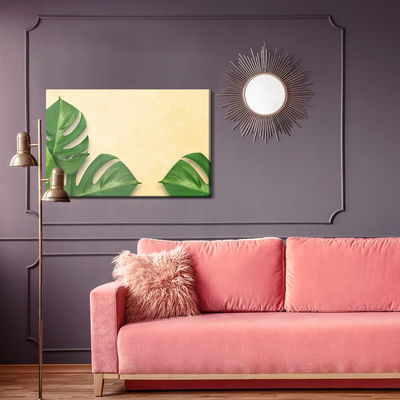 Ljuddämpande tavla - Monstera leaves on a beige