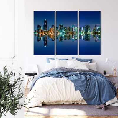 Ljuddämpande tavla - Panorama of miami by night