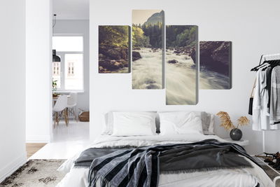 Ljuddämpande tavla - Mountain river in the forest