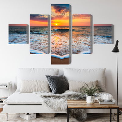 Ljuddämpande tavla - Sunset on the sea 3d