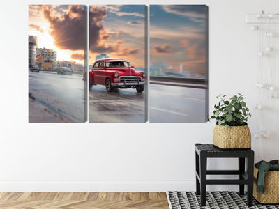 Ljuddämpande tavla - Historic car on the road