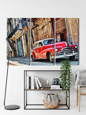 Ljuddämpande tavla - Old american car and havana