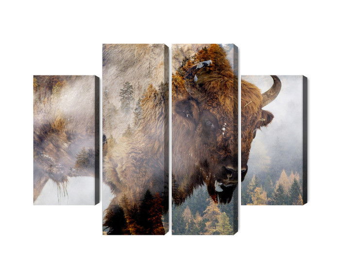 Ljuddämpande tavla - A bison on the background