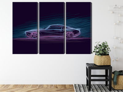 Ljuddämpande tavla - Neon muscle car