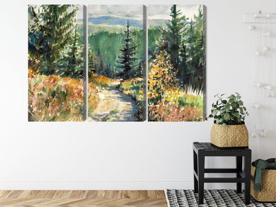 Ljuddämpande tavla - Forest landscape painted