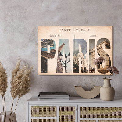 Ljuddämpande tavla - Paris vintage postcard