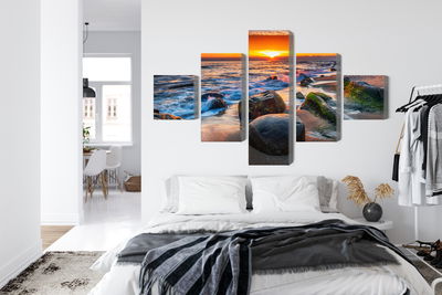 Ljuddämpande tavla - 3d beach sunset