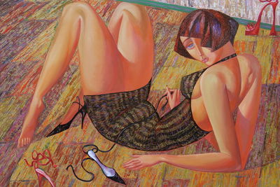 Ljuddämpande tavla - A painting of a woman