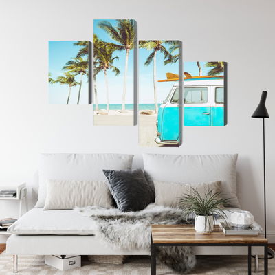 Ljuddämpande tavla - Retro car on the beach 3d
