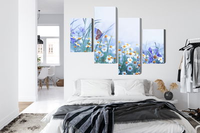 Ljuddämpande tavla - Butterfly and wildflowers