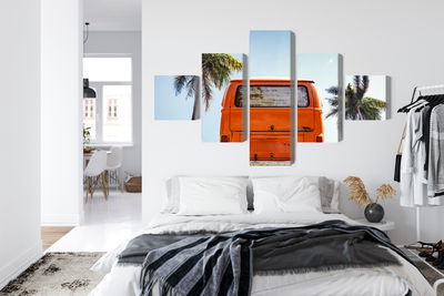 Ljuddämpande tavla - Retro car between palm trees