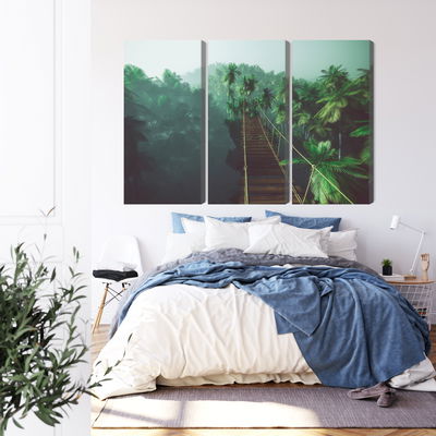 Ljuddämpande tavla - Rope bridge in the jungle 3d