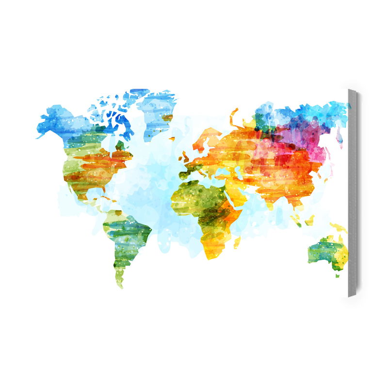 Ljuddämpande tavla - Multicolored map painted