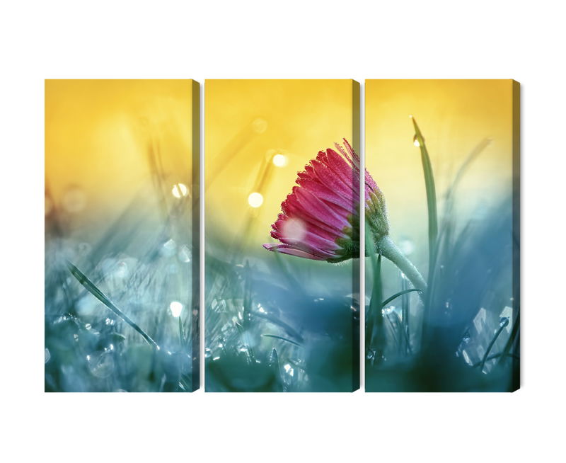 Ljuddämpande tavla - Pink flower on a 3d meadow