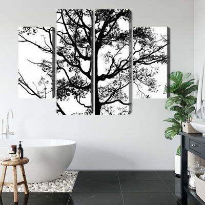 Ljuddämpande tavla - Black tree on a white