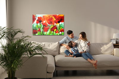 Ljuddämpande tavla - Poppies painted