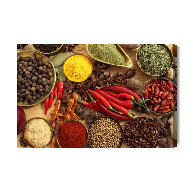 Ljuddämpande tavla - Bowls with spices and herbs