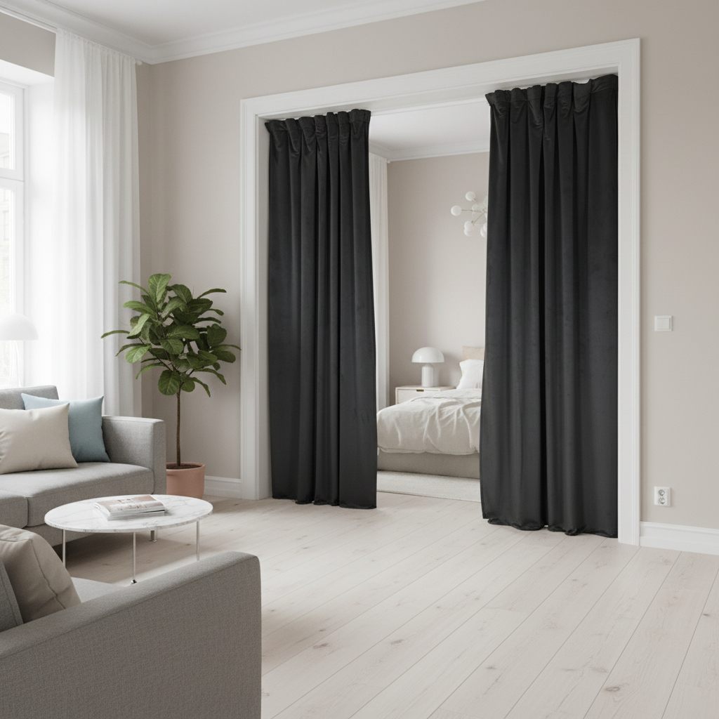 Ljuddämpande rumsavdelare i tyg - Silent Divider Feltra (140x180cm Mörkgrå (95) Utan mörkläggning)